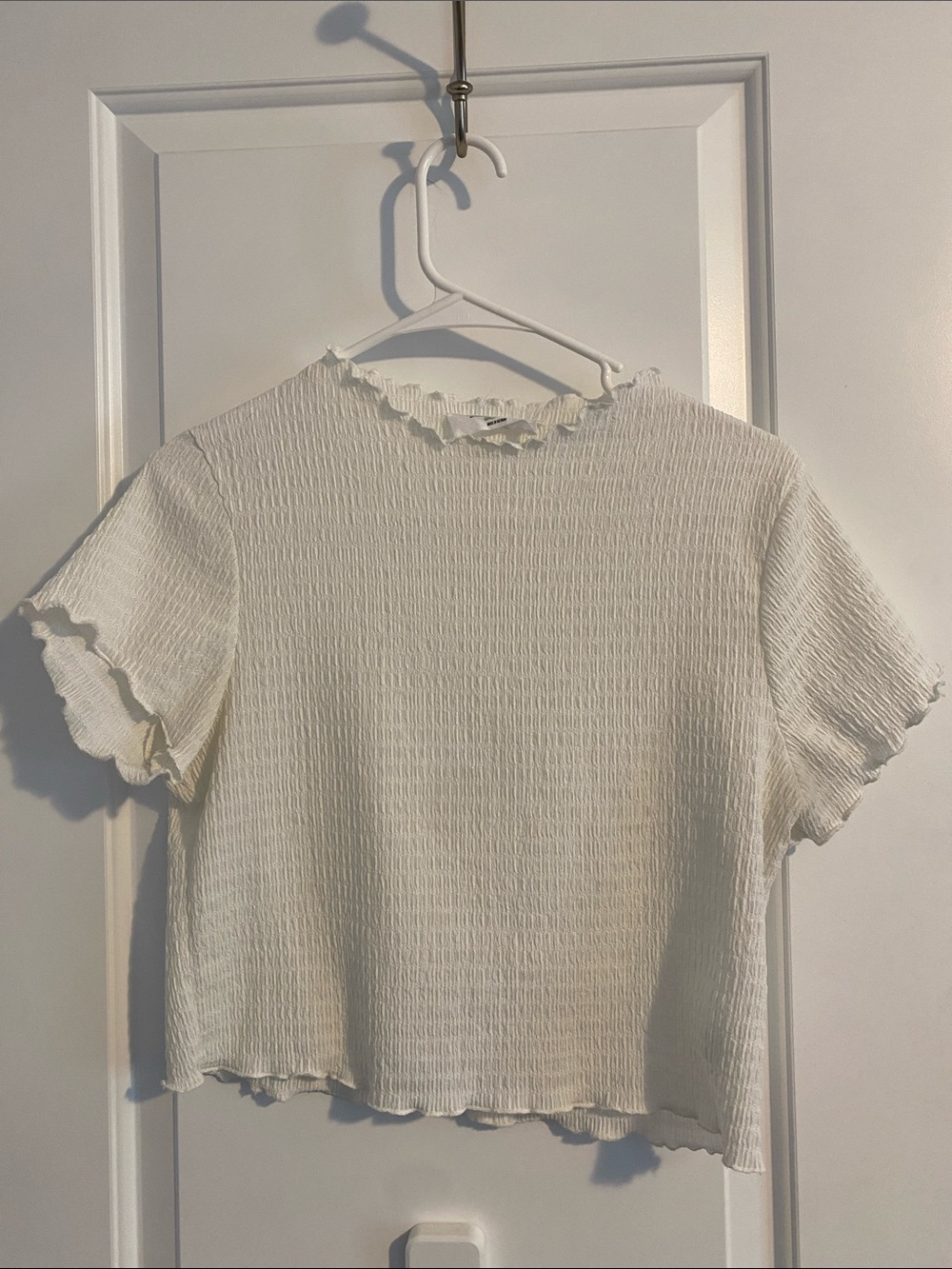 White Double Zero Textured Crop Top